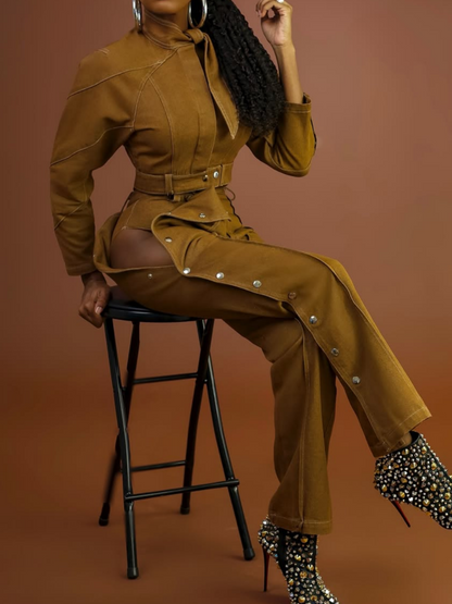 SS25 Fashion Jacket Coat Trouser Set