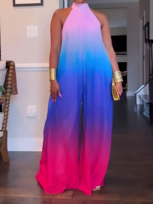 Hanging Neck Gradient Jumpsuit