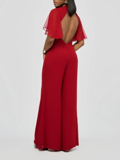 Bell Sleeve Open Back Jumpsuit