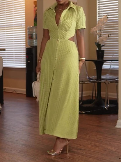 Waist-baring Short-sleeved Shirt Dress