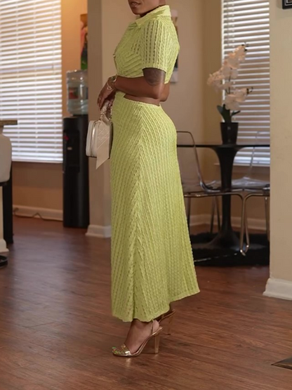 Waist-baring Short-sleeved Shirt Dress