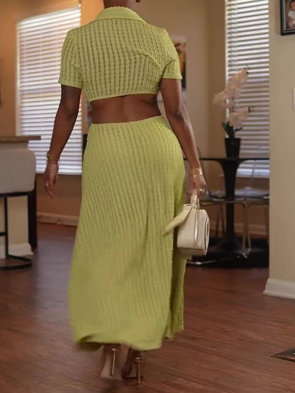 Waist-baring Short-sleeved Shirt Dress