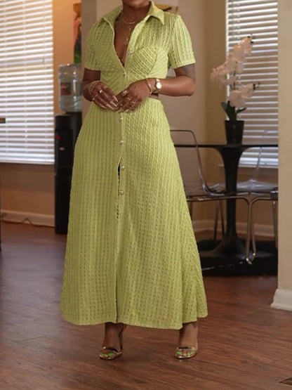 Waist-baring Short-sleeved Shirt Dress