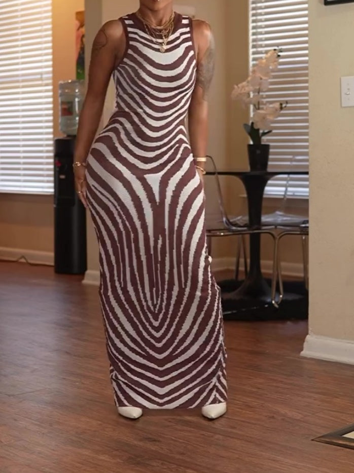 Zebra Print Sleeveless Dress