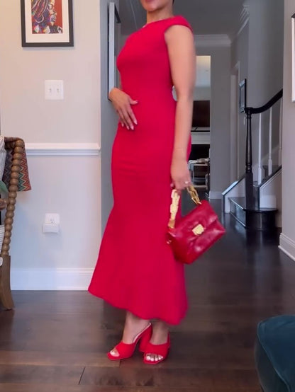 Sexy Open Back Fitted Bodycon Maxi Dress