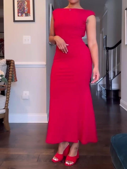 Sexy Open Back Fitted Bodycon Maxi Dress