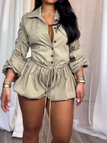 Con estilo Long Sleeve Cargo Romper