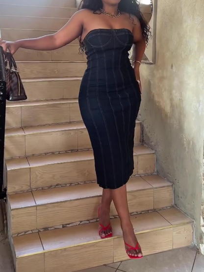 Slimming Waist Denim Dress