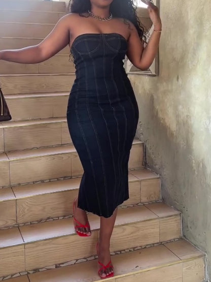 Slimming Waist Denim Dress