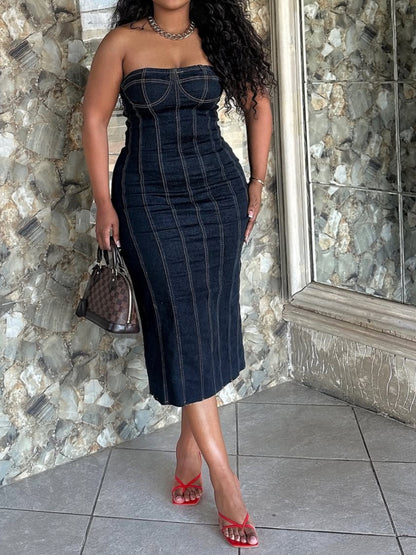 Slimming Waist Denim Dress