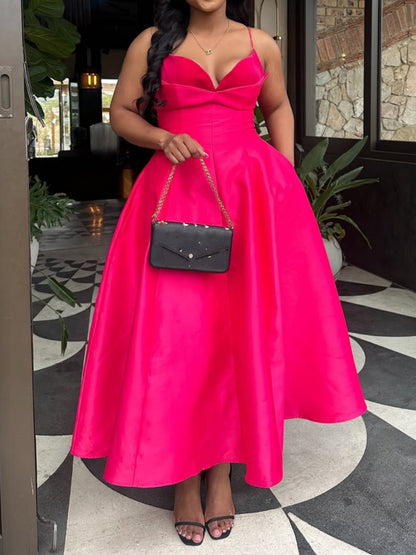 Sexy High Waist A-Line Halter Gown Dress