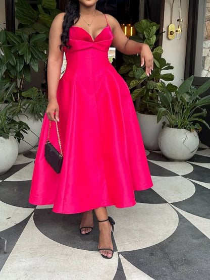 Sexy High Waist A-Line Halter Gown Dress