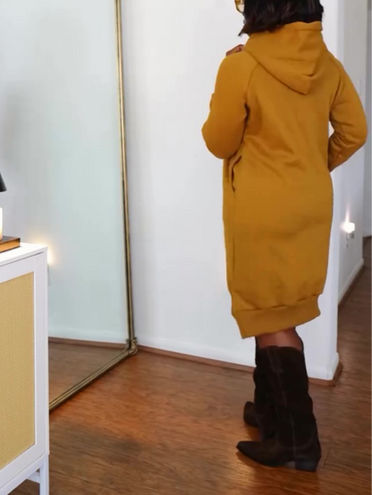 Women's Thickening Long Fleece Sweatshirt String Hoodie Dress