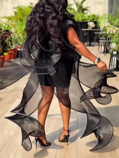 Abstract Pleated Dress