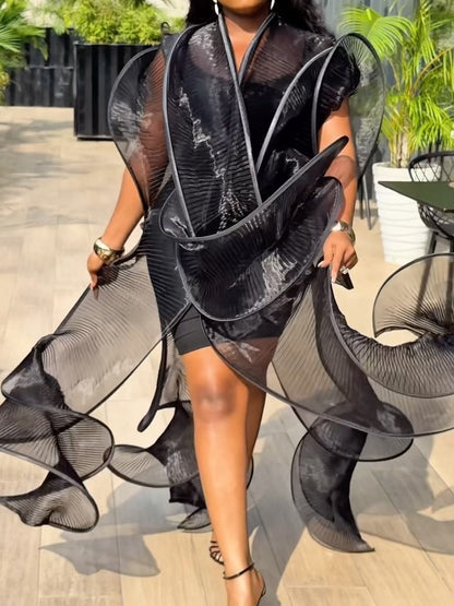 Abstract Pleated Dress