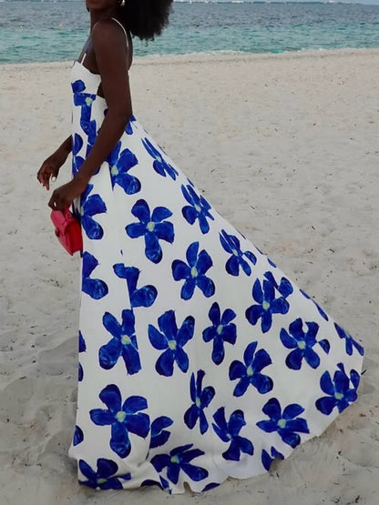 Square Neck Printed Maxi Dress