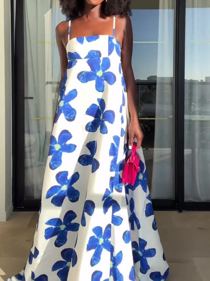 Square Neck Printed Maxi Dress