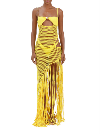 Fishnet Tassel Slip Dress