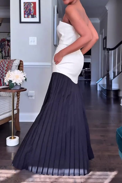 Sleeveless Top Pleated Skirt Set