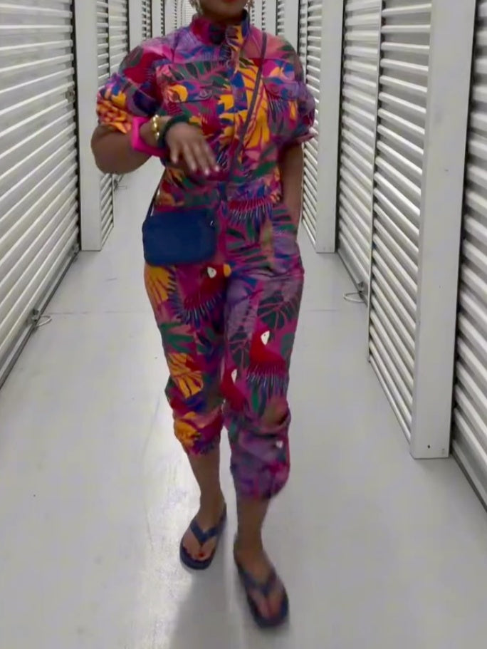 Tropical Graphic Print Jumpsuit