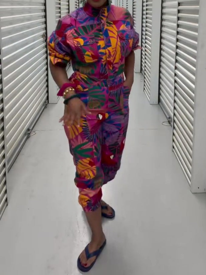 Tropical Graphic Print Jumpsuit