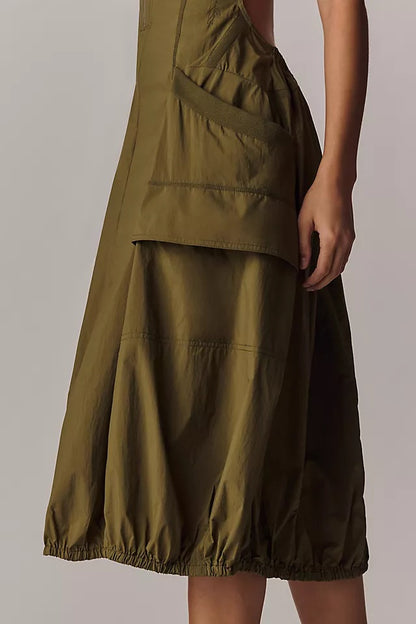 Bubble-Hem Midi Dress