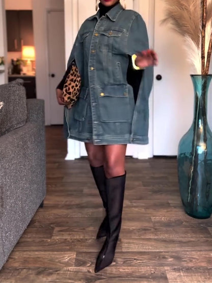 Denim Cape Jacket