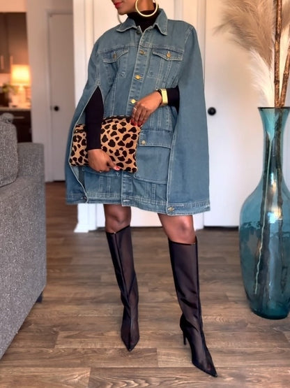 Denim Cape Jacket