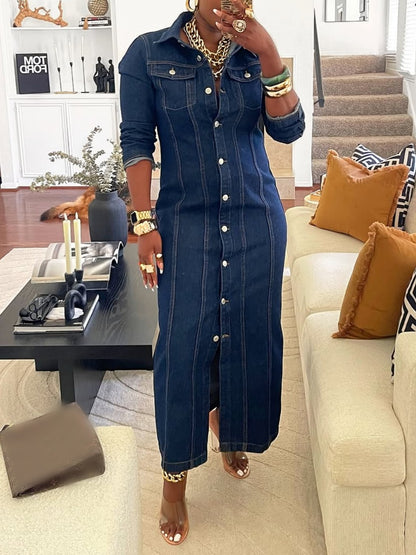 Denim Button Up Cardigan Dress