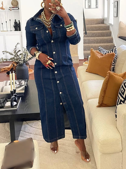 Denim Button Up Cardigan Dress