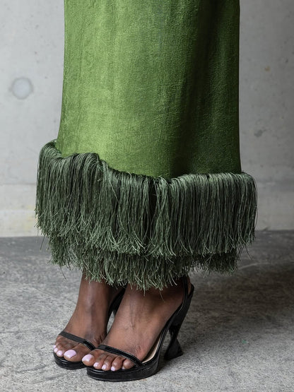 Elegant Backless Fringe Dress