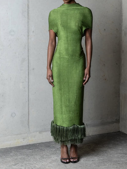 Elegant Backless Fringe Dress