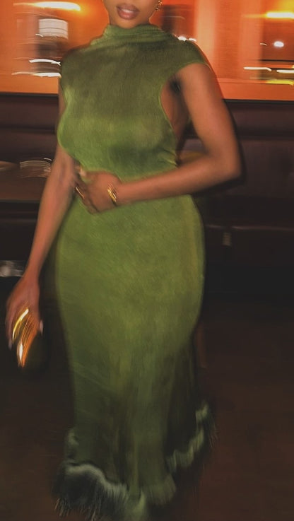 Elegant Backless Fringe Dress