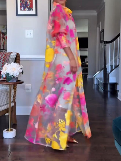 Elegant Blossom Shirt Dress