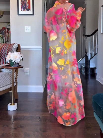 Elegant Blossom Shirt Dress