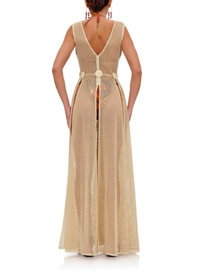 Sleeveless Flower Crochet Dress