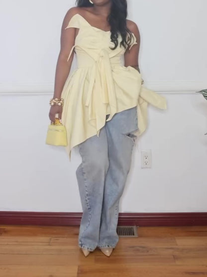 Stylish Strapless Irregular Top