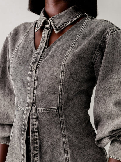 Stylish Cutout Denim Shirt