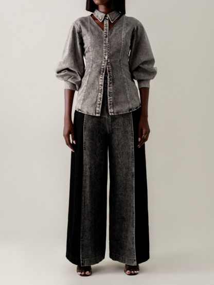 Stylish Cutout Denim Shirt