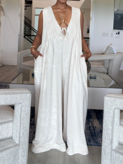 V-neck Lace-up Romper