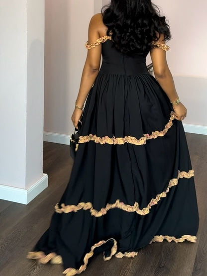 Black Ruffled Suspender Dress