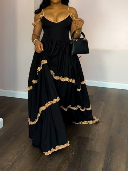 Black Ruffled Suspender Dress