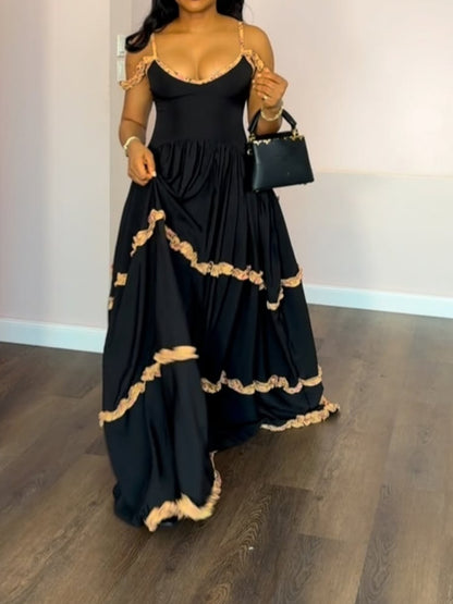 Black Ruffled Suspender Dress