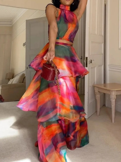 Round Neck Sleeveless Waistless Puffy Cake Dress