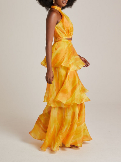 Round Neck Sleeveless Waistless Puffy Cake Dress