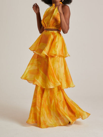 Round Neck Sleeveless Waistless Puffy Cake Dress