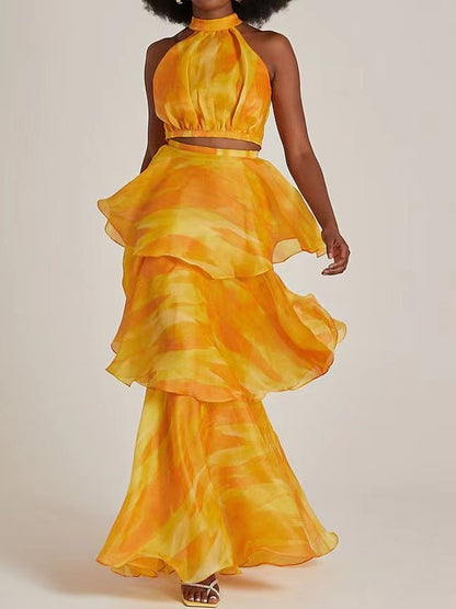 Round Neck Sleeveless Waistless Puffy Cake Dress