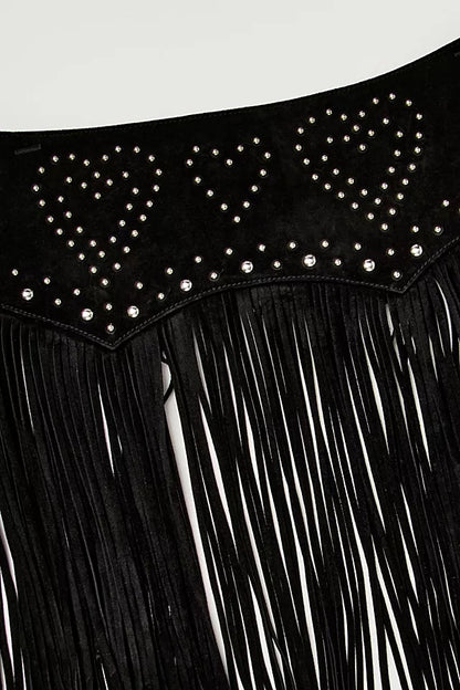 Leather Heart Tassel Skirt Belt