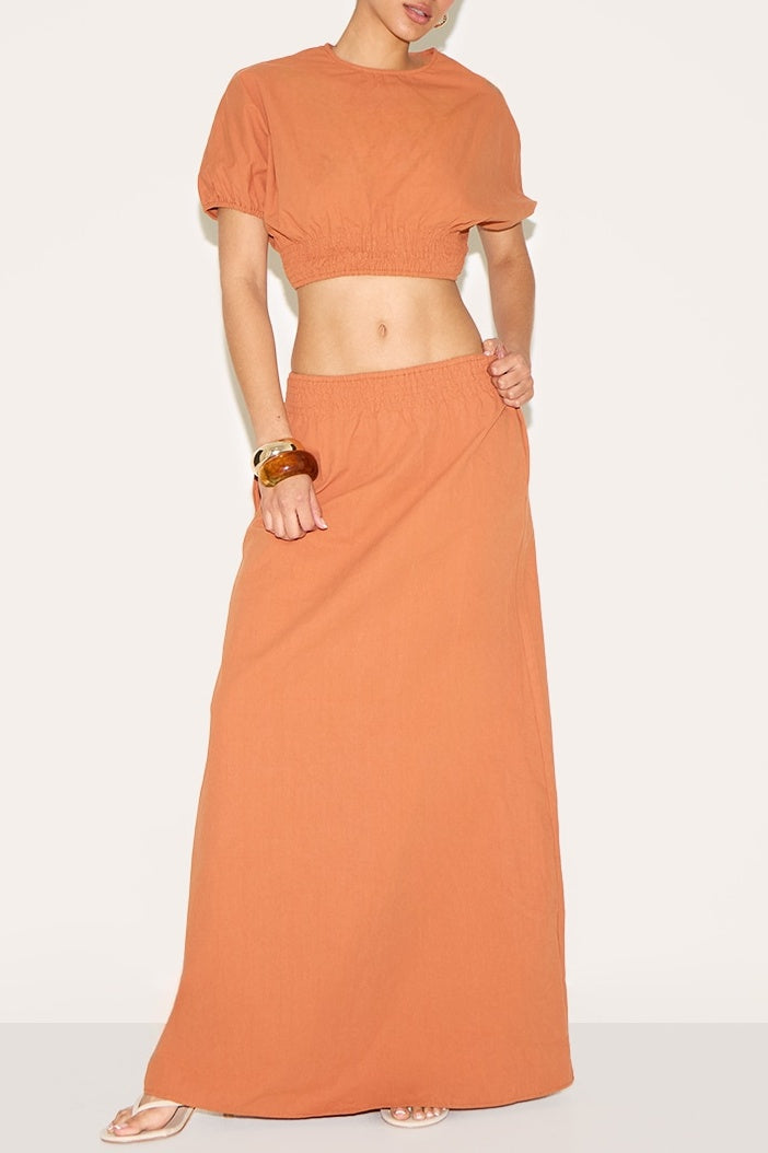 Crop Top Low Rise Maxi Skirt Two Piece Set