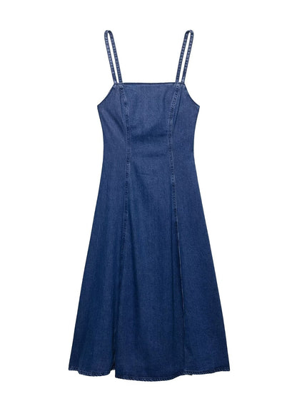 Classic Denim Halter Dress